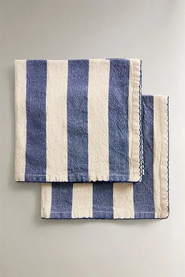 SET OF STRIPED DYED THREAD NAPKINS