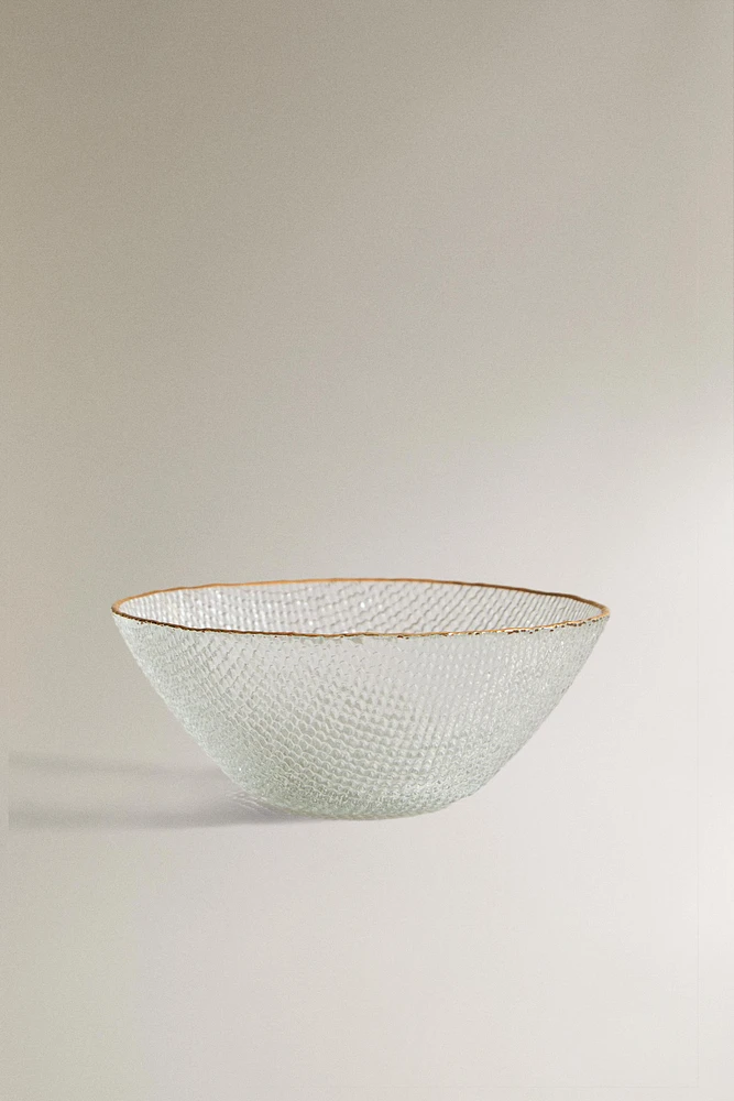 BOL VERRE RECYCLABLE RELIEF LISERÉ DORÉ
