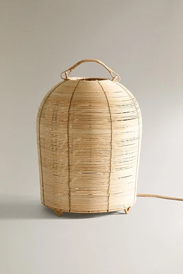 LARGE RATTAN TABLE LAMP
