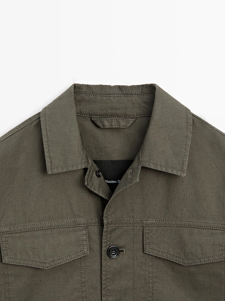 Cotton and linen jacket with pockets