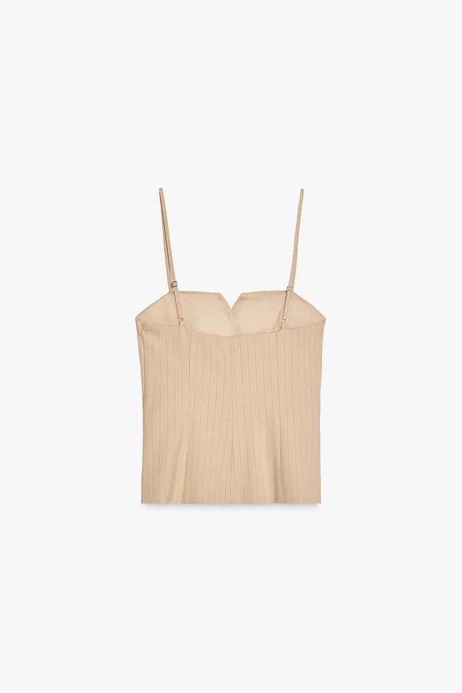 PLEATED STRIPE TOP