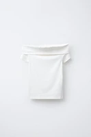 OFF SHOULDER STUDDED T-SHIRT