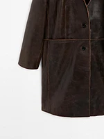 Manteau en cuir nappa effet usé