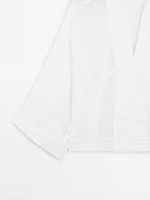 Flowing linen blend blouse with seam details
