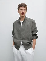 Blouson texturé délavé en lin mélangé