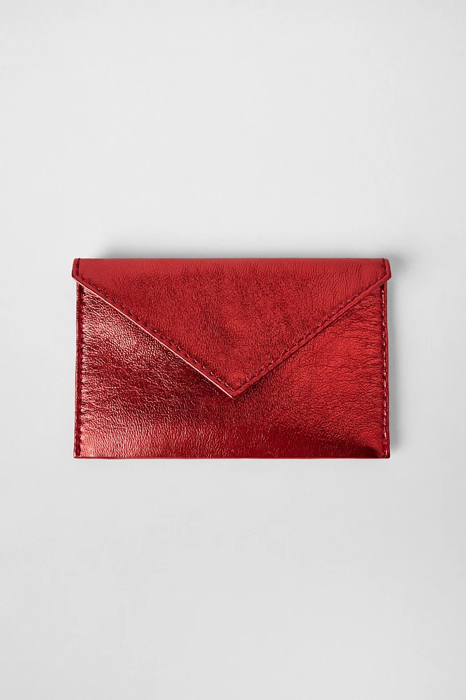 METALLIC EFFECT DOUBLE LEATHER WALLET KATE MOSS X ZARA
