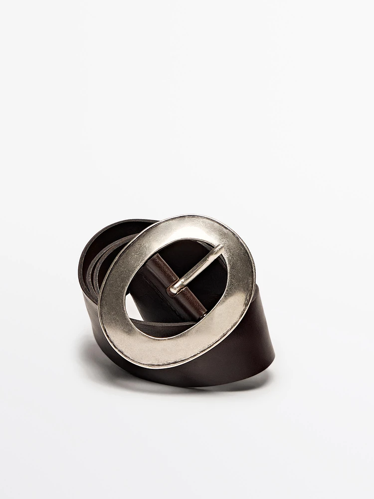 Ceinture en cuir nappa avec boucle ovale