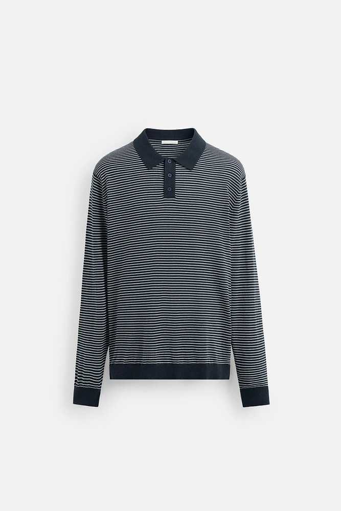 STRIPED KNIT POLO SHIRT