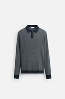 STRIPED KNIT POLO SHIRT