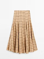 Check print godet midi skirt - STUDIO
