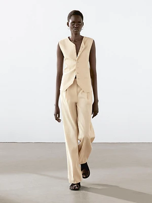 Linen blend suit trousers