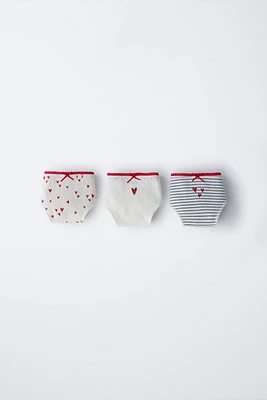 AGES 6-14/ THREE-PACK OF HEART UNDERWEAR