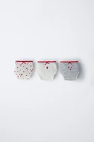 6- ANS/ LOT DE TROIS CULOTTES CŒURS