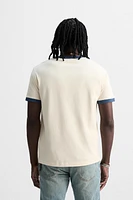 RIB CONTRAST TEXT T-SHIRT