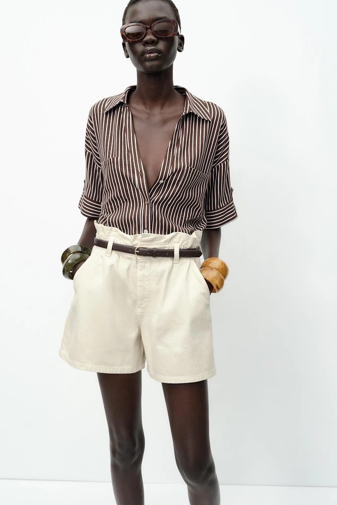 Z1975 DENIM PAPERBAG BELTED SHORTS