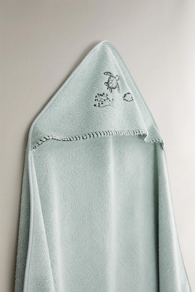 HOODED TROPICAL SEA BABY TOWEL