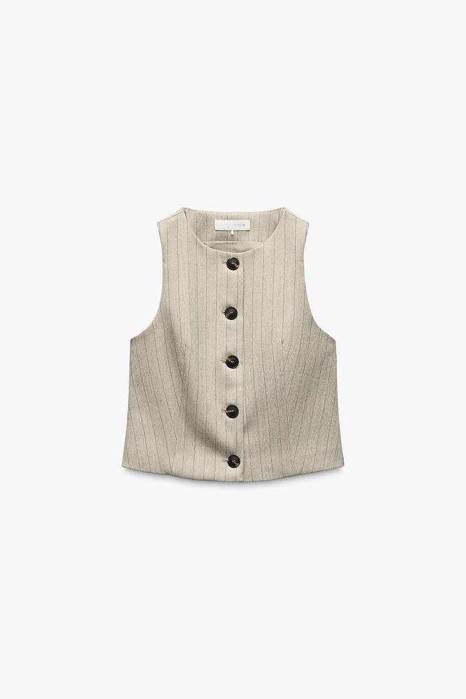 STRIPED HERRINGBONE VEST