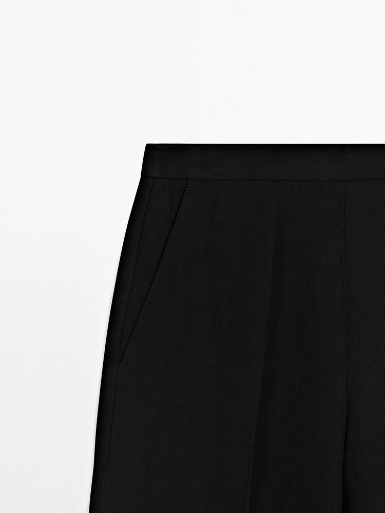 Pantalon lin droit et fluide