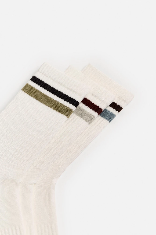 LOT DE 3 PAIRES CHAUSSETTES À BANDES