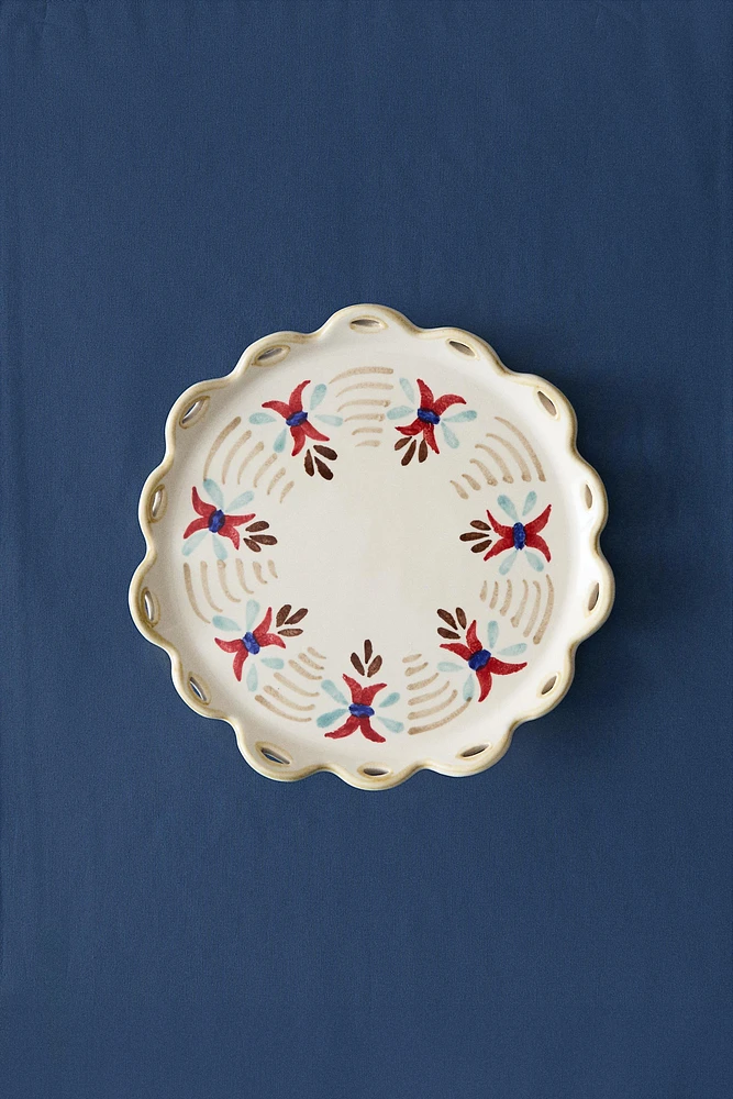 CERAMIC FLORAL DESSERT PLATE