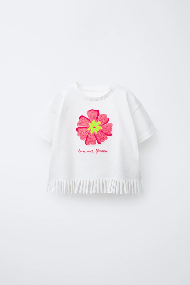 EMBROIDERED FRINGE T-SHIRT