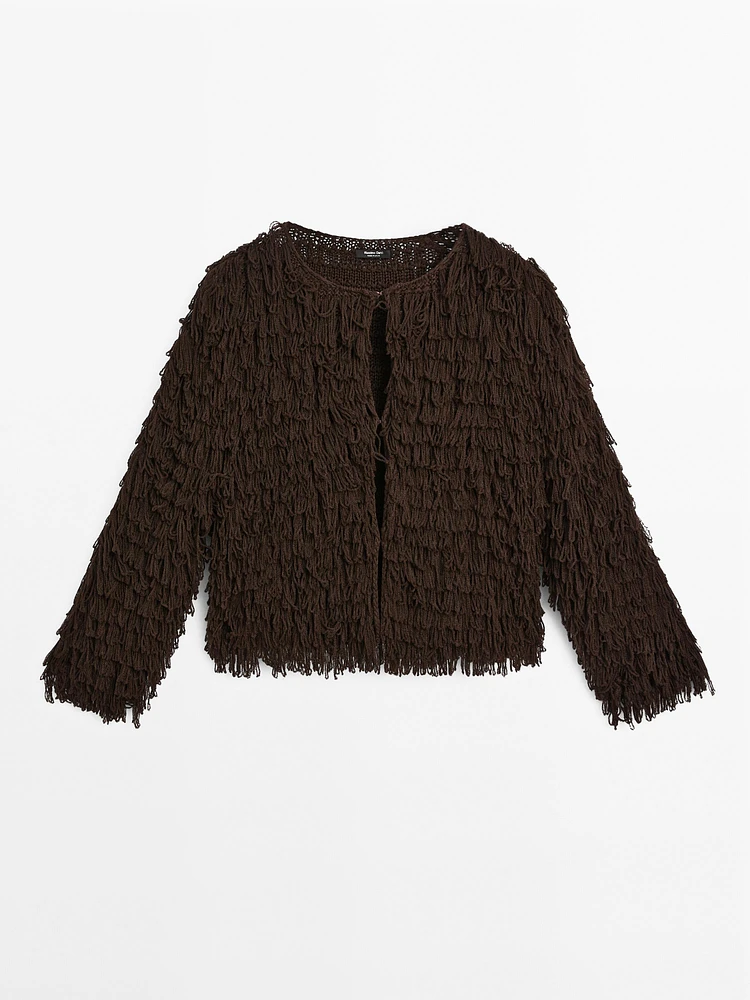 Knit cardigan with fringing - Studio