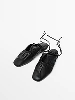 Ballerines à nouer en cuir nappa