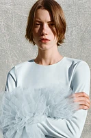 SHORT TULLE CUFF VOLUME DRESS
