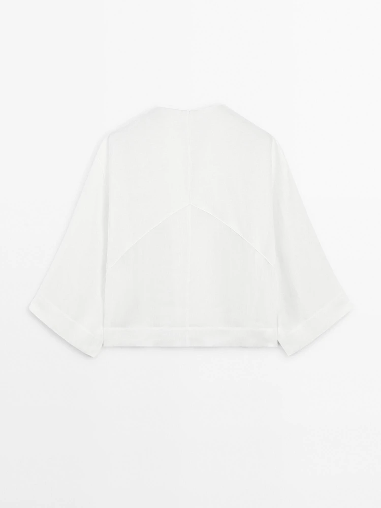 Flowing linen blend blouse with seam details