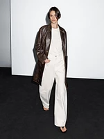 Manteau en cuir nappa effet usé