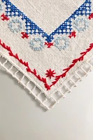 SET OF COTTON AND LINEN NAPKINS WITH CROSS STITCH EMBROIDERY (SET OF 2)
