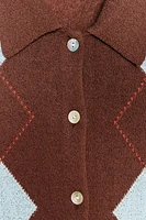DIAMOND KNIT POLO TOP