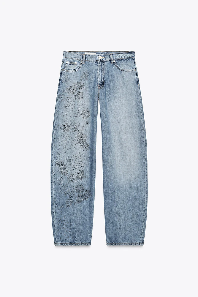 TRF MID-RISE RHINESTONE JEANS