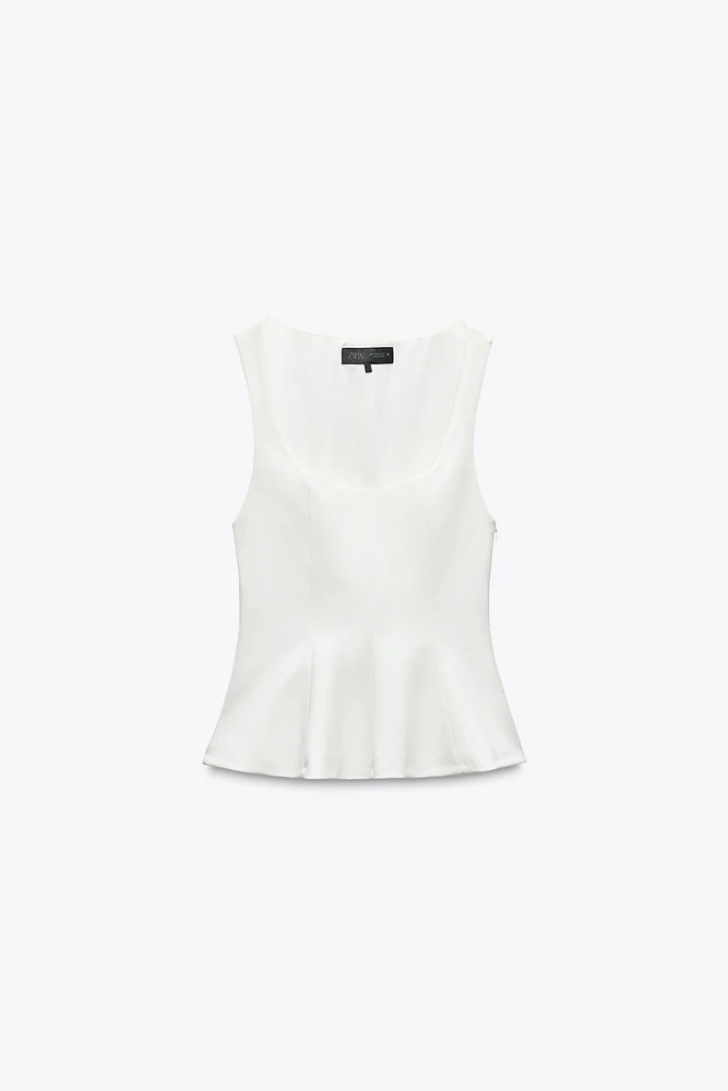 STRETCHY PEPLUM TOP