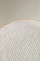ASSIETTE DE PRÉSENTATION VERRE RECYCLABLE RELIEF FILET DORÉ