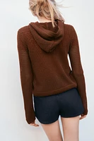 HOODED KNIT CARDIGAN