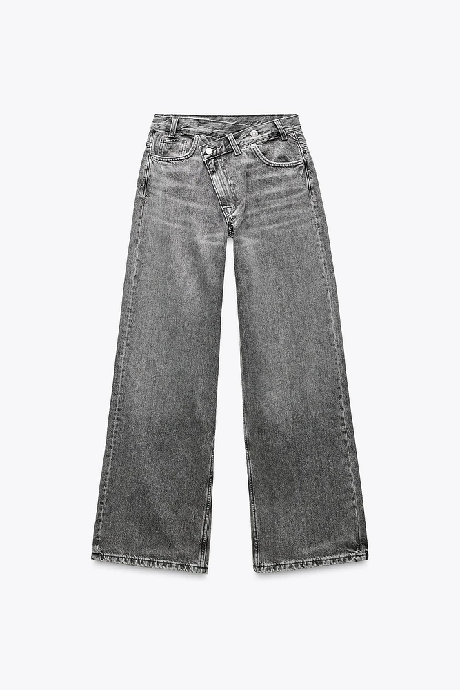 TRF MID-RISE CROSS WAIST BAGGY JEANS