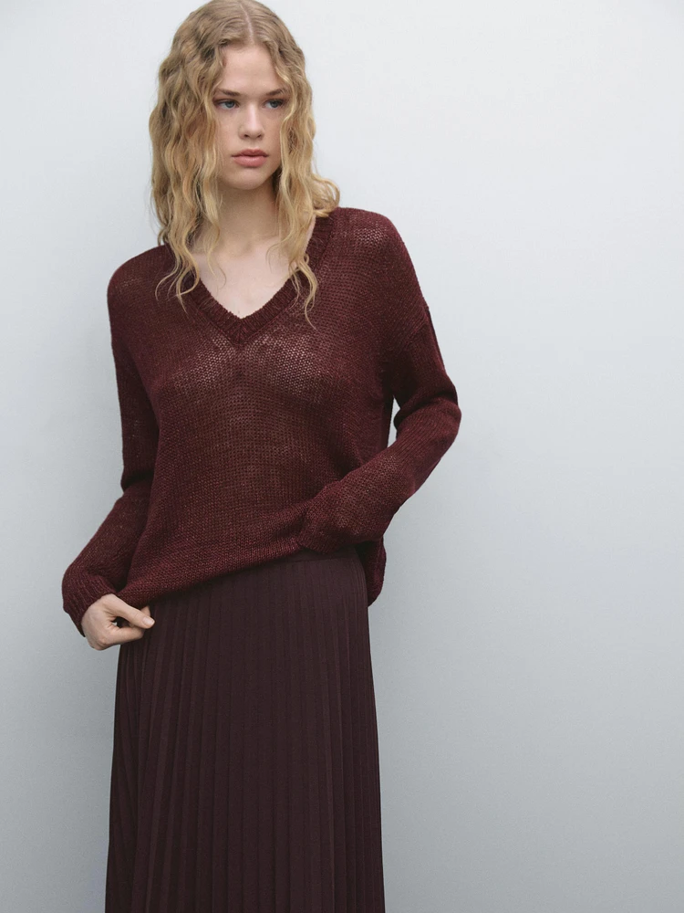 Long pleated flared skirt