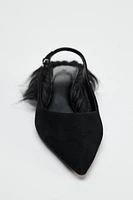 MULES EN CUIR AVEC DÉTAIL EFFET FOURRURE ÉDITION LIMITÉE