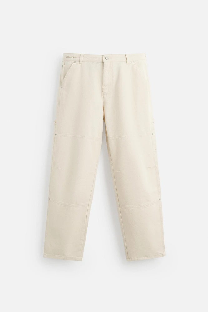 EMBROIDERED CARPENTER POCKET PANTS