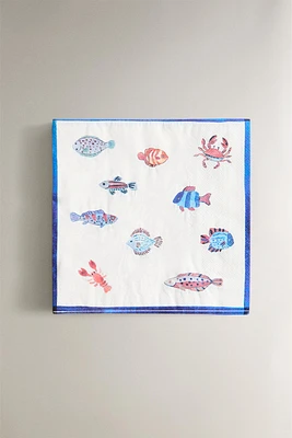SET OF 20 FISH PAPER NAPKINS