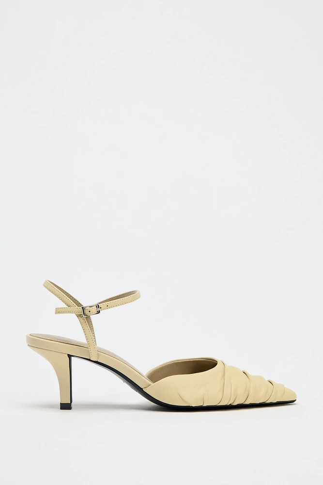RUCHED LEATHER HEELS