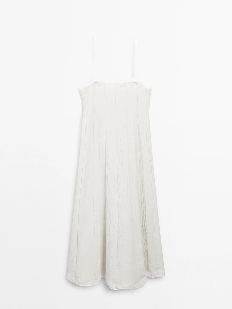Textured double fabric midi dress