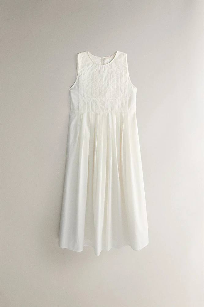MIDI COTTON BEACH DRESS WITH PINTUCKS
