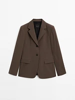 Blazer cintré en laine mélangée