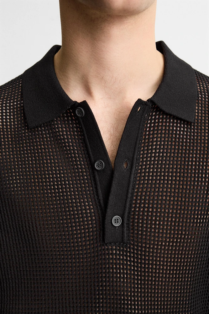 KNIT LACE POLO SHIRT