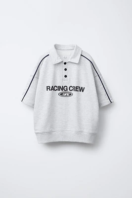 TEXT PRINT POLO SWEATSHIRT