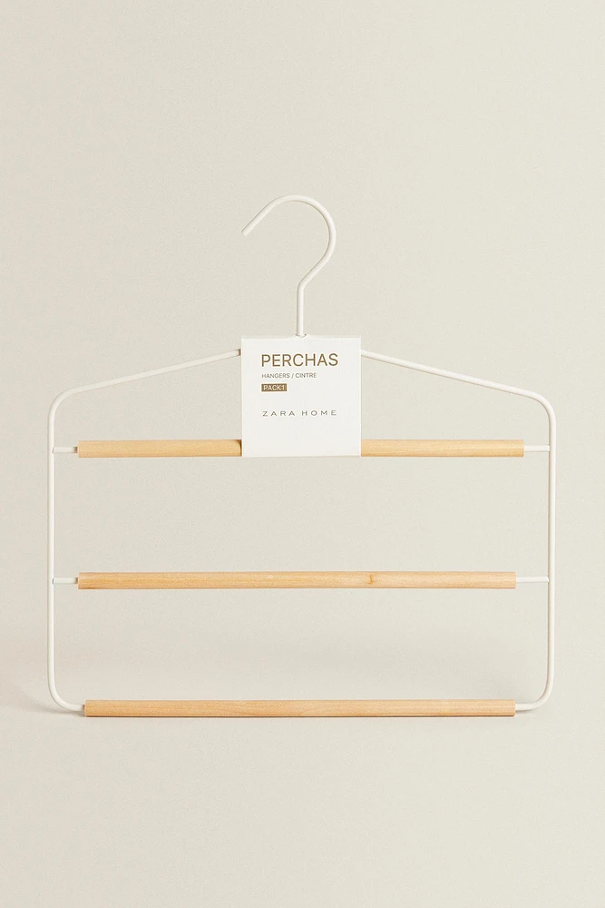 METAL AND WOOD PANTS HANGER