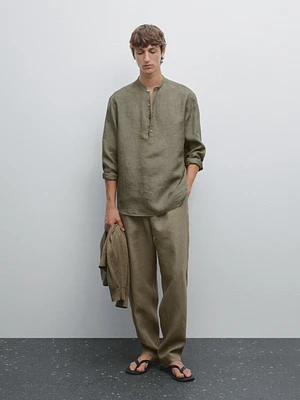 Chemise regular fit lin délavé