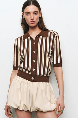 STRIPED POLO CARDIGAN